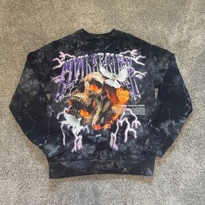 Civil Regime Skull & Snake Blooming Through Chaos Pullover Sweater Size Large